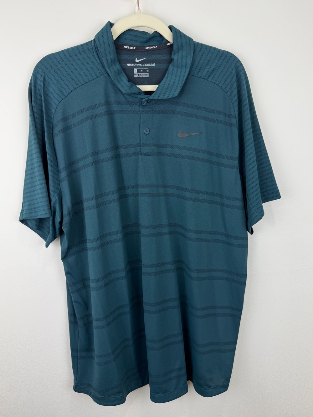 Nike Golf Tiger Woods TW Zonal Cooling Teal Stripe Polo Shirt Men’s XL